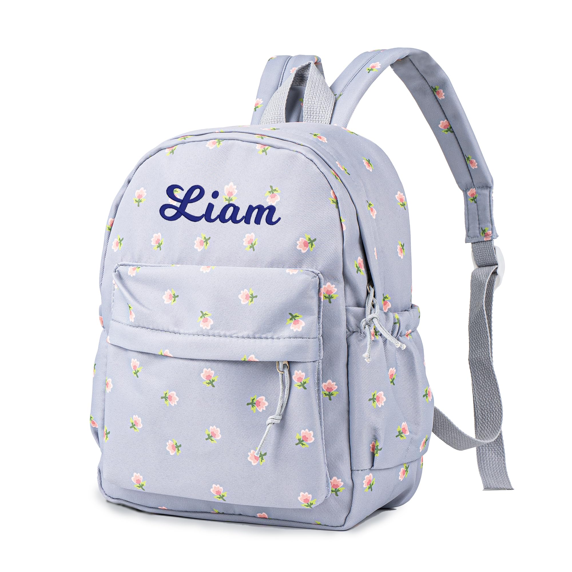 MT WORLD Floral Toddler Backpack Personalized Daycare Backpack Little Girls Daypack with Flower Custom Bookbag Gifts with Embroidered Name for School