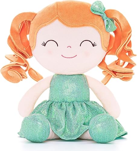 Miniatura 7 de Gloveleya Muñeca Baby Dolls Soft Doll Baby Girl Regalos Pelo Rizado Pit Strip Huella dactilar Puntos Vestido Verde Primavera Niña 12 pulgadas