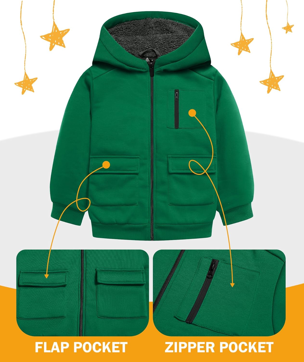 Boys Zip Up Hoodie Kid Fleece Jacket Youth Hooded Sweater Teen Sweatshrit Winter Coats for 6-15 Years - Image 6