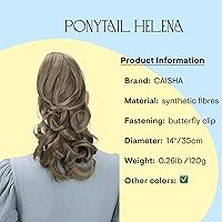 Vista 2 de PRETTYSHOP - Extensión de cabello rizado voluminoso, cola de caballo de 14 pulgadas con clip, resistente al calor