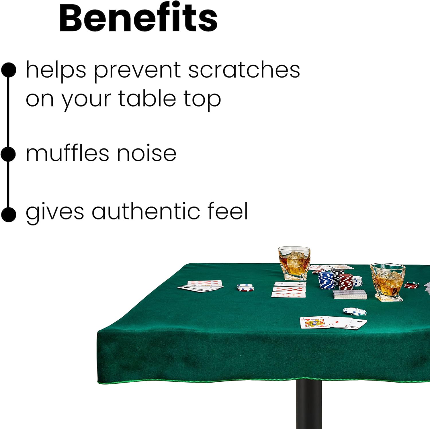 Felt Card Game Table Cover 38 Inch for Playing Cards, Poker, Mahjong, Domino, Bridge and Board Game - Green