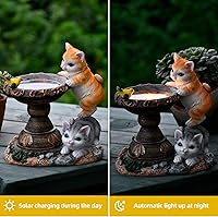 Vista 5 de Figuras de jardín de gatos, decoración al aire libre, estatua solar con luces LED para patio, césped, patio, decoración artística, inauguración