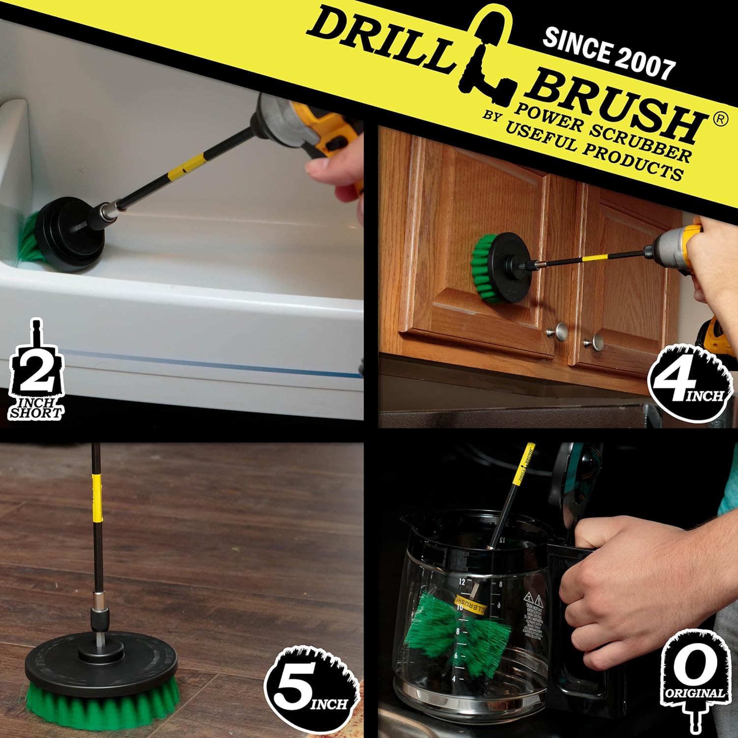 Kitchen Cleaning Supplies - Drill Brush Set with Extension - Counter Scrubbing Brushes, Stove Cleaning Tools - Oven Spot Cleaning Tool - Home Sink Scrubbing Brush Set - Cast Iron Pot Cleaning Brushes