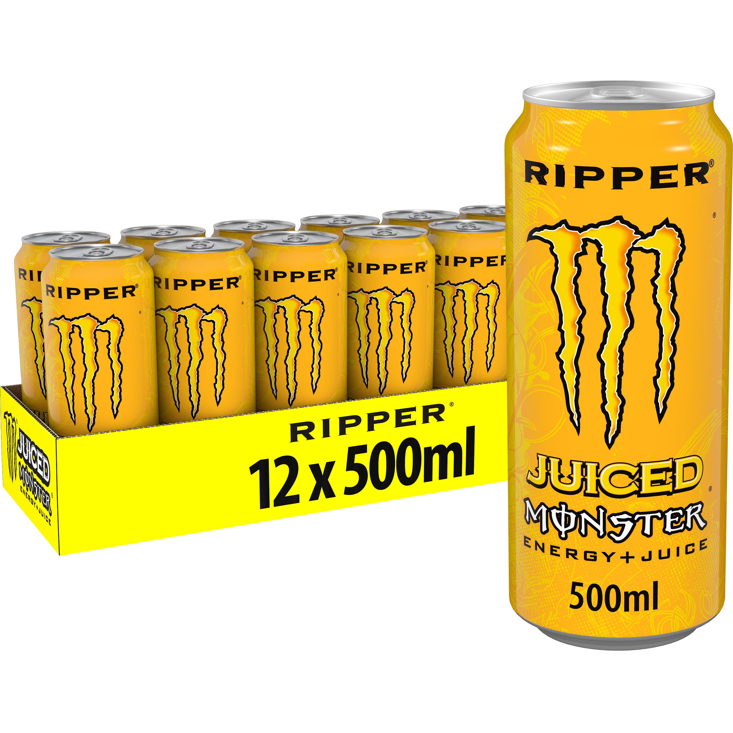 Monster Energy Juiced Ripper, Bebida Energética Lata - Pack de 12 Latas de 500ml
