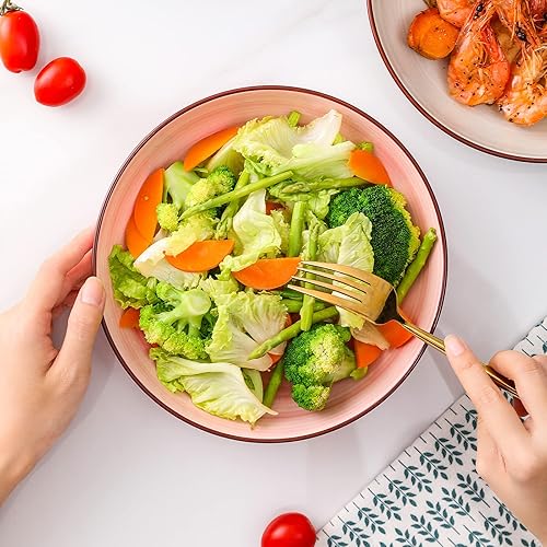 Miniatura 7 de KitchenTour - Tazones de cerámica para pasta, cuencos grandes de porcelana para servir de 26 onzas, cuencos de sopa de 8 pulgadas, aptos para