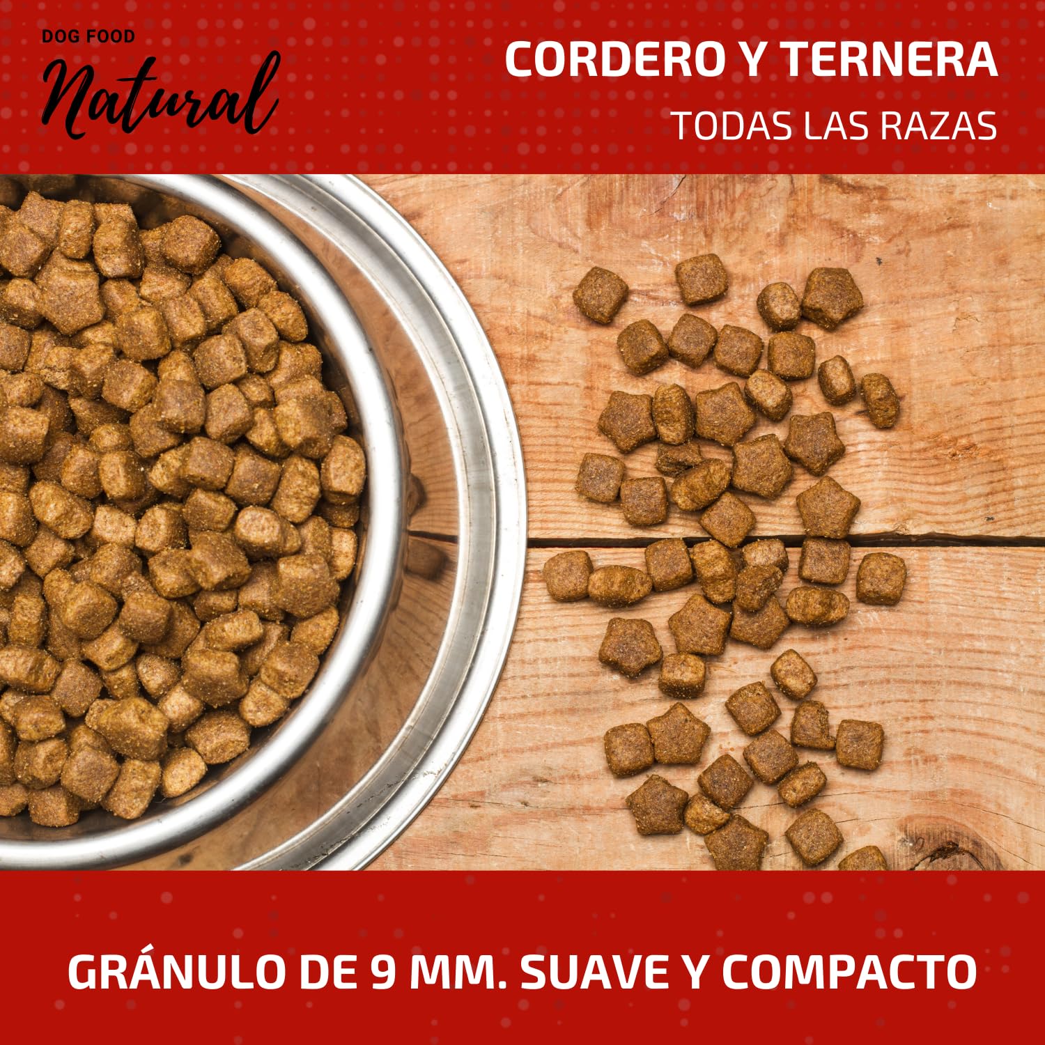 Natural Dog Food Jagnięcina i cielęcina - karma premium dla małych i dużych psów dorosłych, wszystkich ras, naturalna sucha karma (15 KG.)