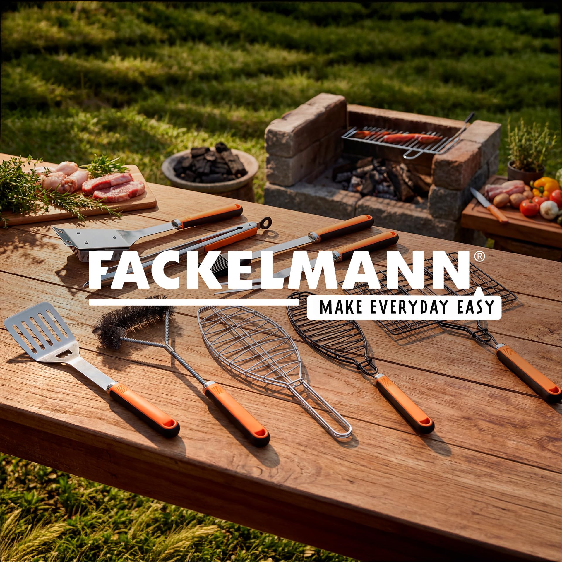 Fackelmann BBQ Pinzas de Acero Inoxidable para Parrilla, Mango PP y TPR Antideslizante, 45 cm, 1 ud — view 7