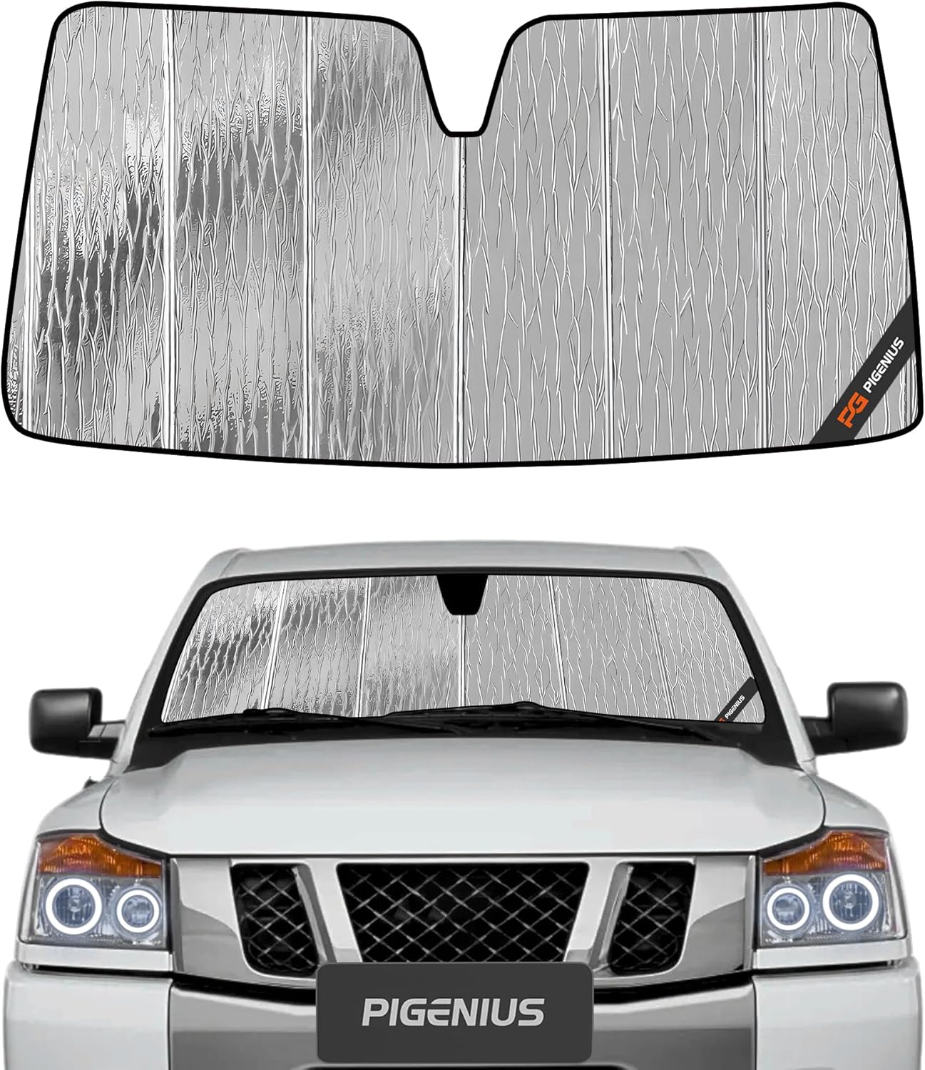Windshield Sun Shade for Nissan Titan 2004-2015 Front Window Sunshade - AstraGuard Silver(AstraGuard) 2004-2015