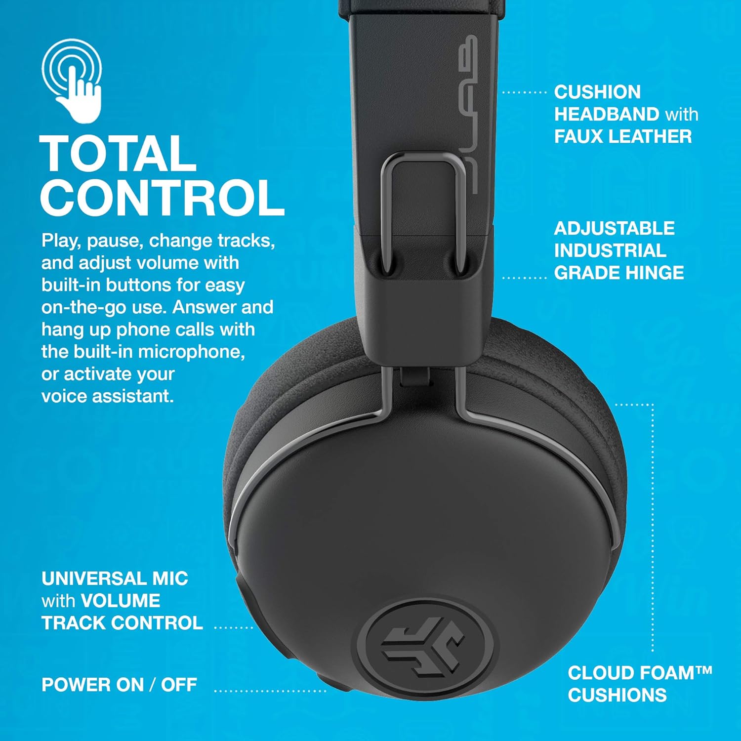 JLab Studio Bluetooth Wireless On-Ear Headphones | 30+ Hour Bluetooth 5 Playtime | EQ3 Sound | Ultra-Plush Faux Leather & Cloud Foam Cushions | Track and Volume Controls | Black : Electronics