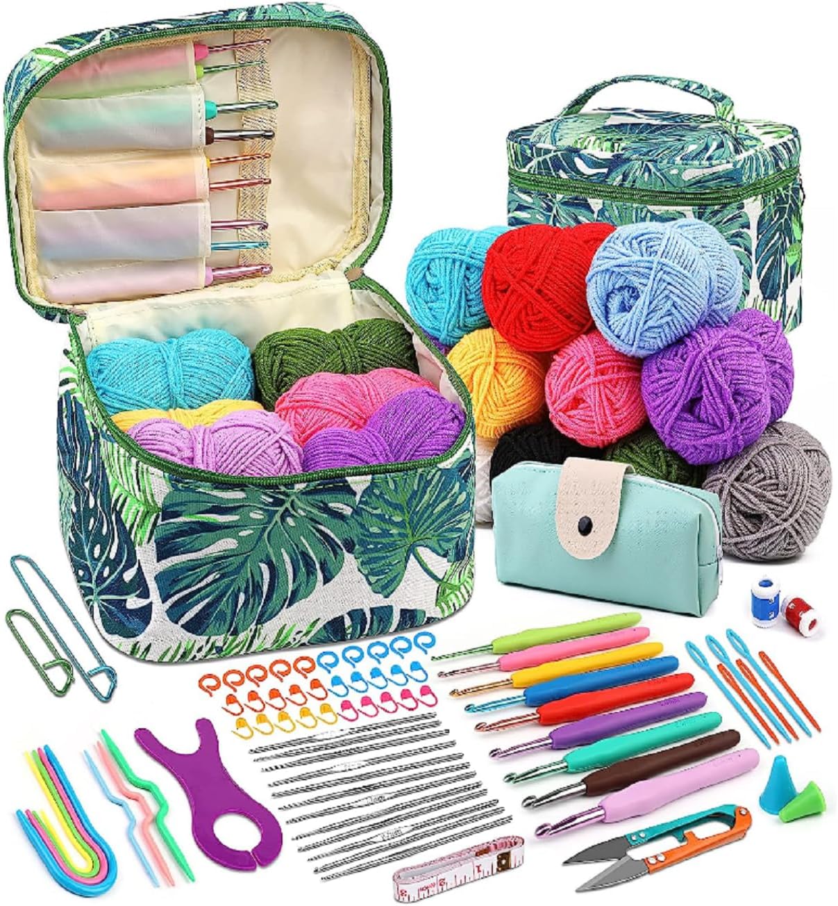 DIYARTS Crochet Hooks Set, Crochet Kits for Beginners Adults with Wool