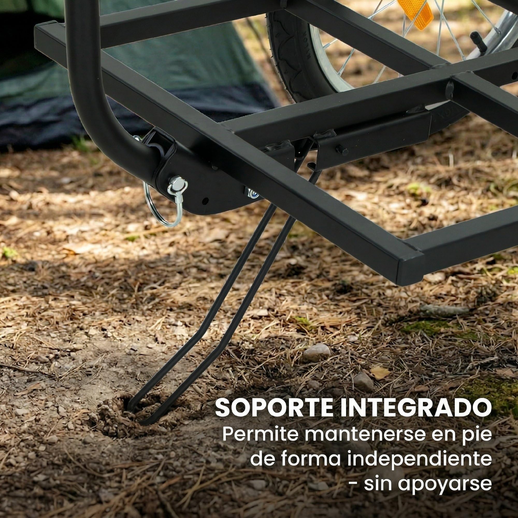SPORTNOW Rimorchio per bicicletta per carico 40 kg, in acciaio, 145 x 60 x 42 cm, nero | Carrello a mano con bandiera rossa, ruote da 16 pollici, per trasporto bagagli, per biciclette da 22 a 28 pollici