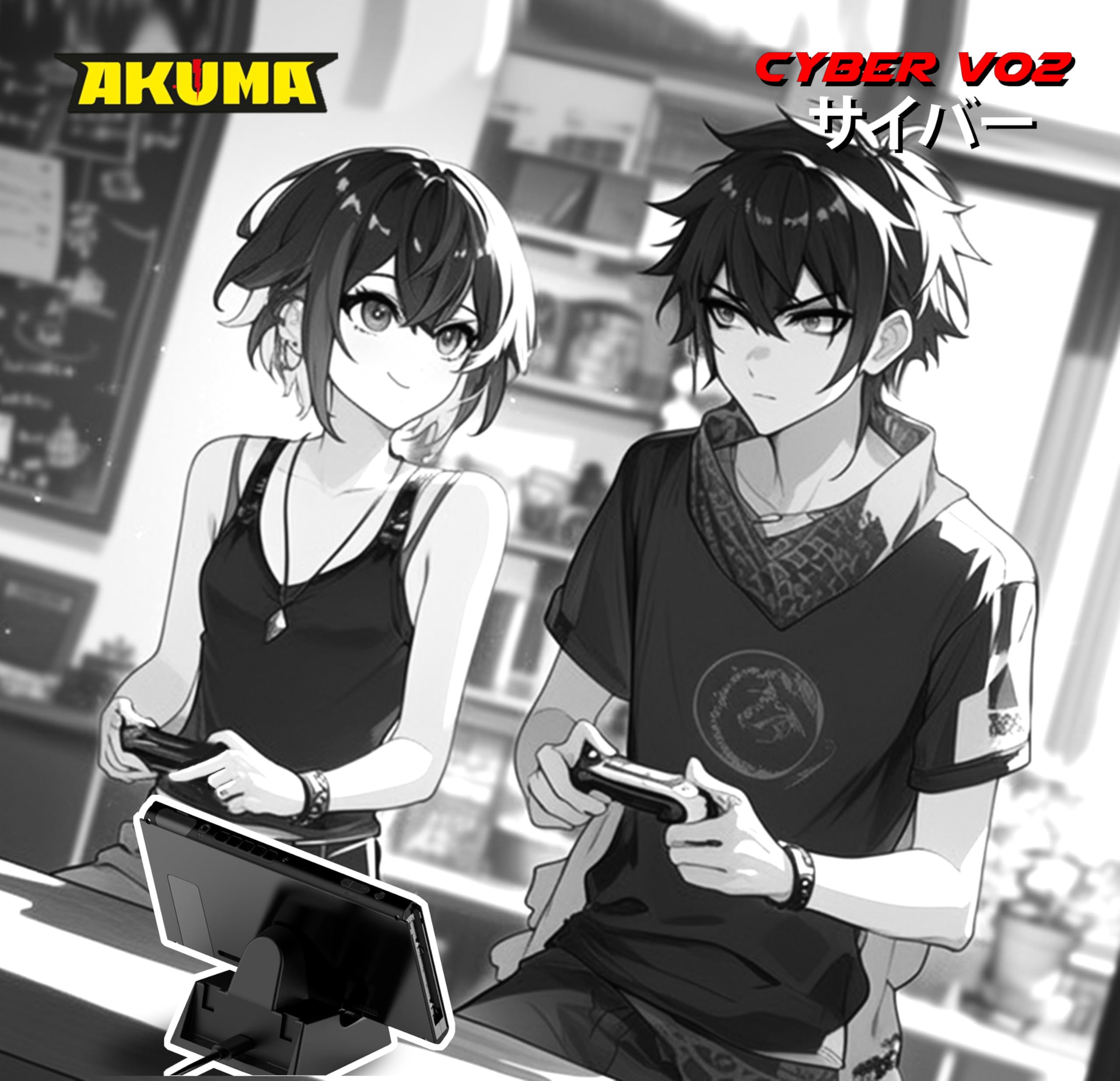 AKUMA Cyber V02 Stazione di Ricarica per Nintendo Switch - Controller Pro Controller, Joy-Cons, Switch/Switch OLED/Switch Lite Ricarica Intelligente - Nero