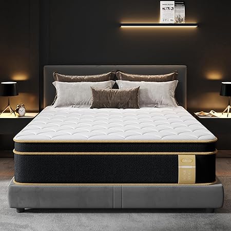 Queen Mattress, 14 Inch Gel Memory Foam Hybrid Mattress Queen Size Bed in a Box, Pressure & Pain Relief, Medium Firm, CertiPUR-US, Individual Pocket Spring, Edge Support