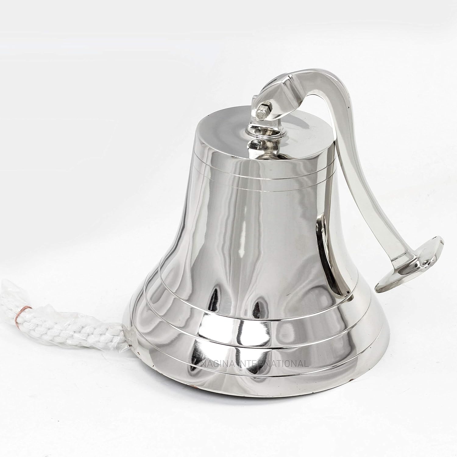 Nagina International Large Ship Bell Chrome Finish - Nautical Decor