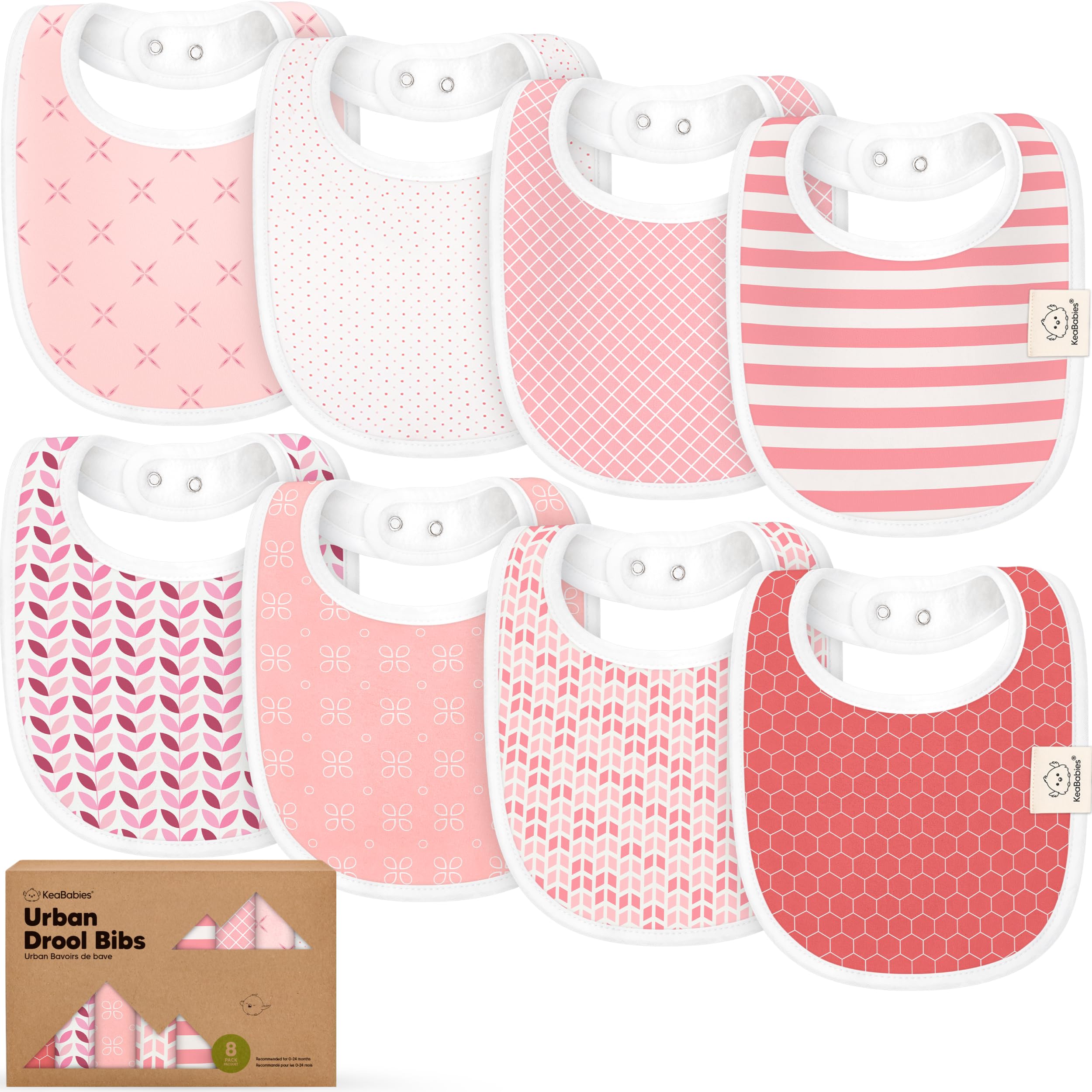 8-Pack Organic Baby Bibs for Girls & Boys - Teething Baby Bibs for Boy, Girl - Newborn Bibs for Baby Girl, Boy