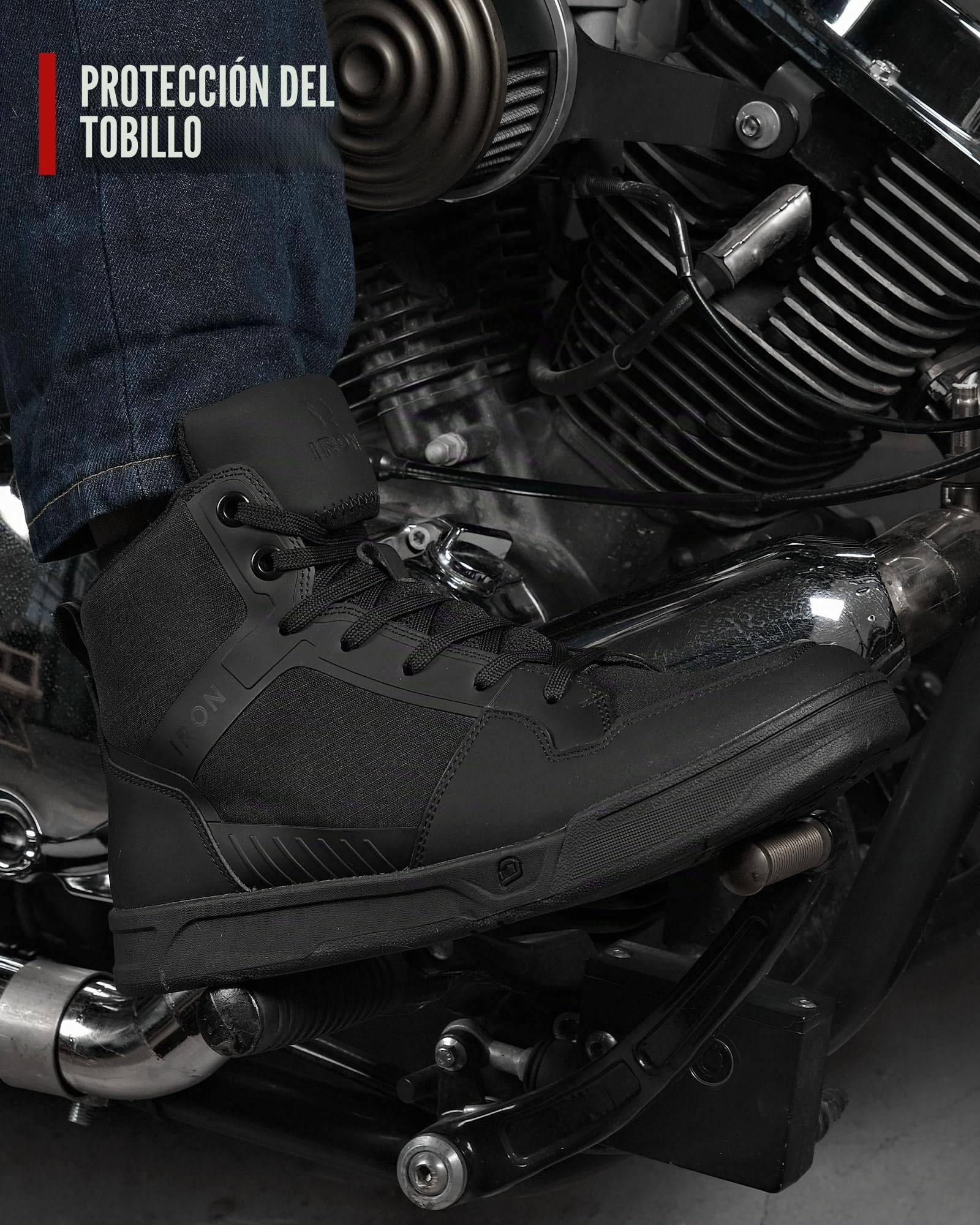 IRON JIA'S Botas Moto Hombre Todas Las Estaciones Impermeables Antideslizantes Transpirables Modernas y Cómodas Negro
