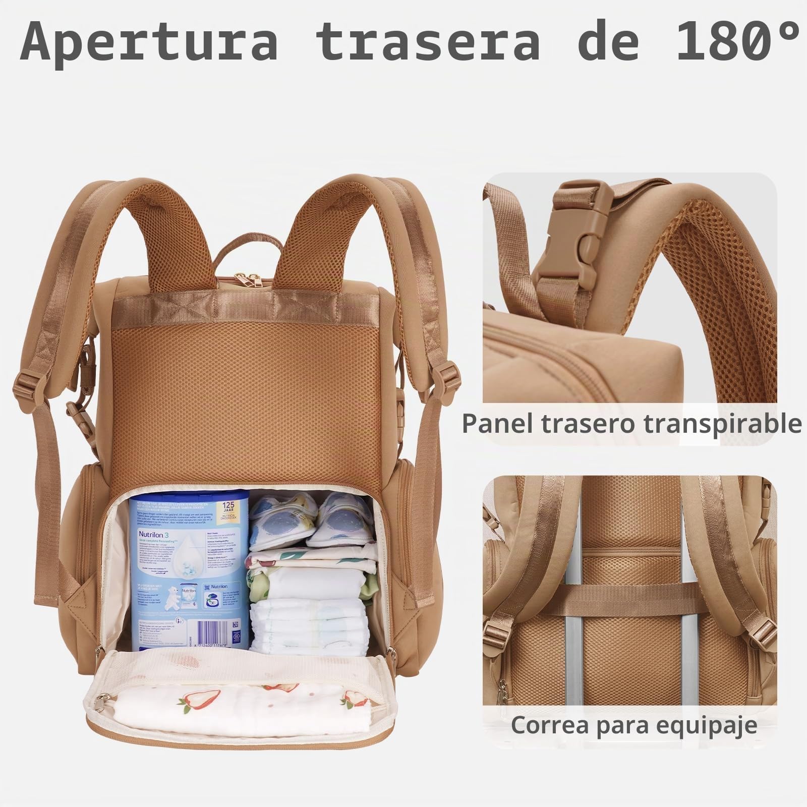 CEI-CEI Mochila cambiadora de neopreno con cambiador, bolsas grandes para cambiar pañales, bolsas de maternidad para recién nacidos