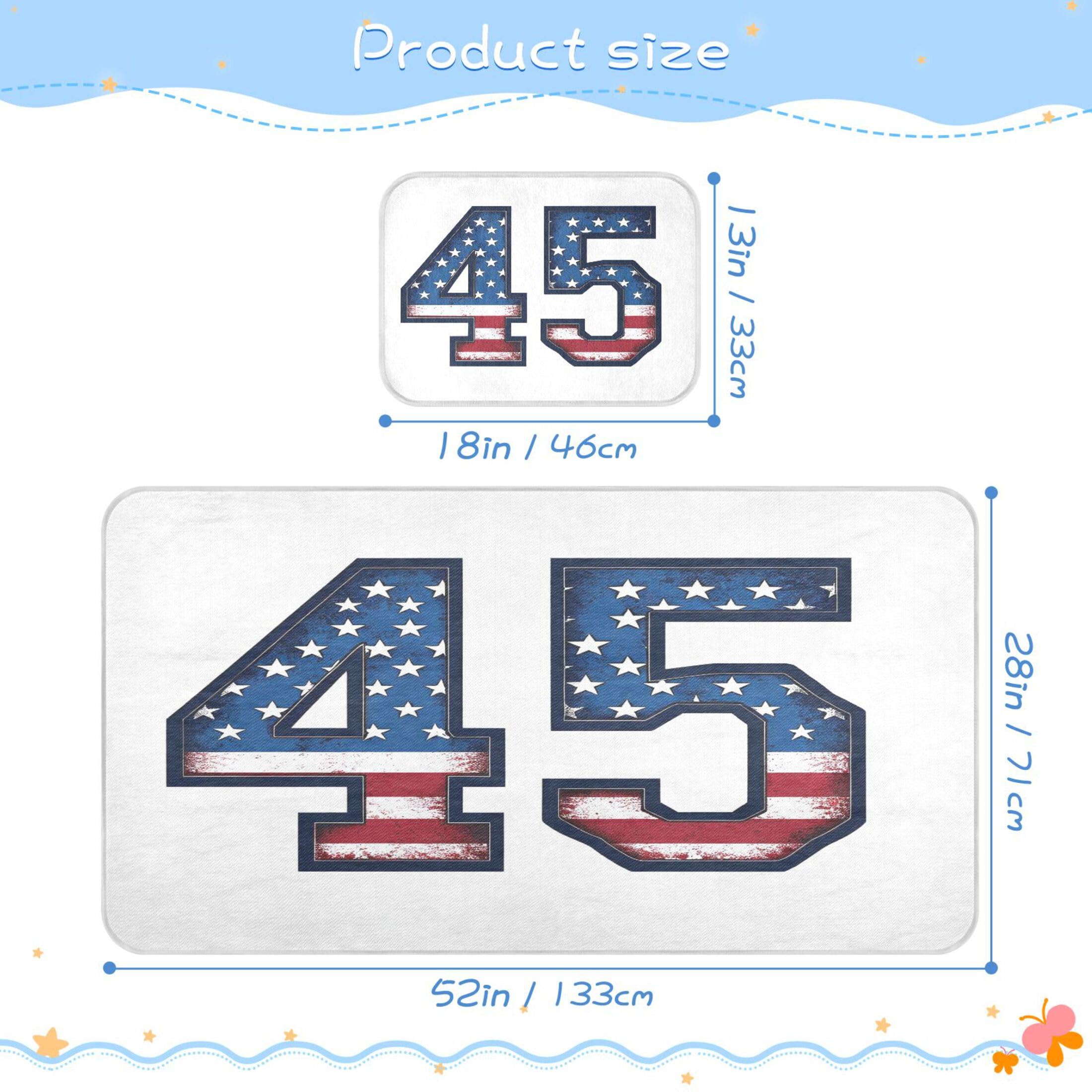 Takiito Patriotic Number 45 Baby Cooling Mattress Pad, Soft & Breathable Cooling Mat Keep Baby Cool in Summer 28x52 in, Nursery Essential