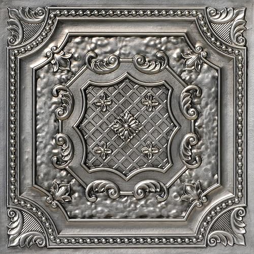 From Plain To Beautiful In Hours DCT04ags-24x24-50 Elizabethan Shield PVC 2' x 2' - Azulejos de techo para pegar o colocar (estuche200 pies