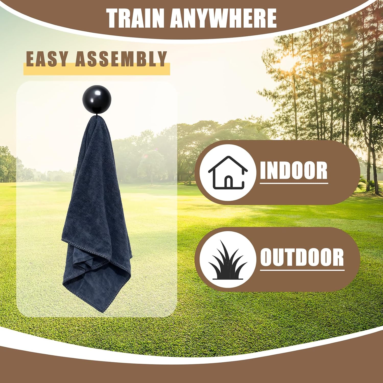 Pitching Towel Trainer for Baseball and Softball, Baseball Training Tool for Precision and Power on Fastball, Changeup, and Curveball, Portable Pitching Trainer for Young Beginners (Black)