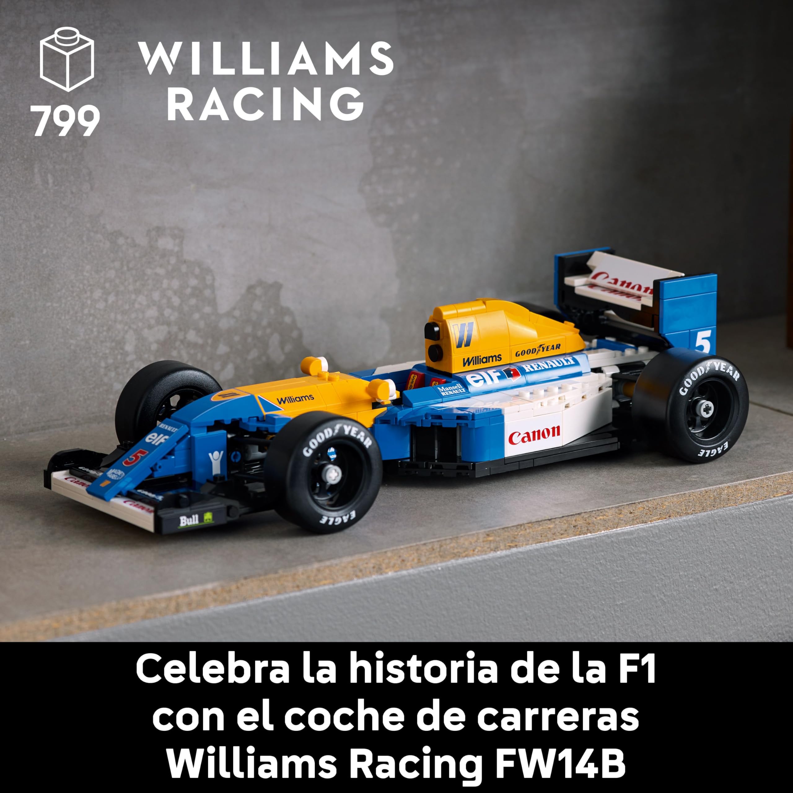 LEGO Icons Williams Racing FW14B y Nigel Mansell Maquetas para Construir para Adultos con Minifigura, Kit de Maquetas de Coche de Fórmula 1, Regalo para Hombres y Padres Fans de la F1 10353