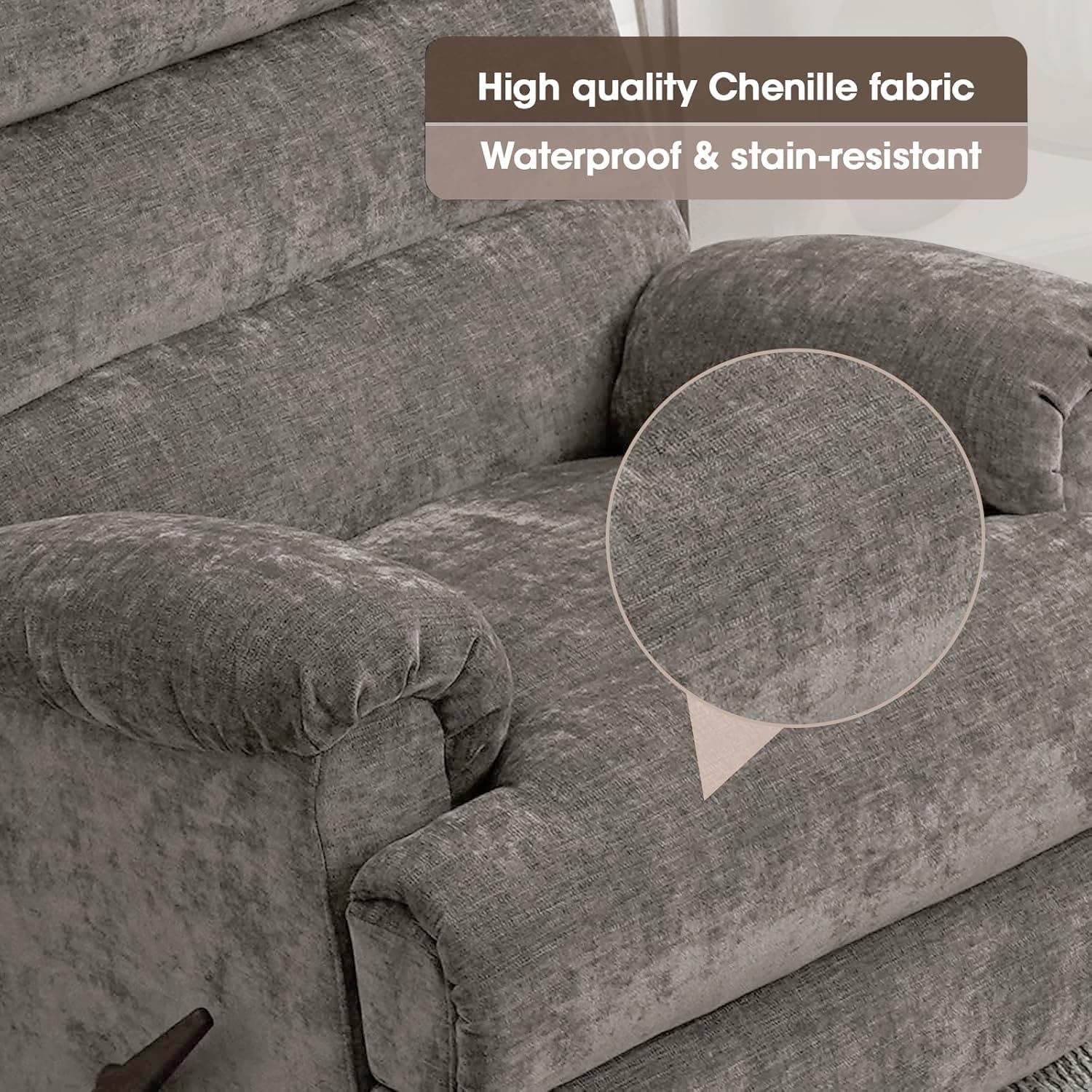 Dark Grey Glider Rocker Recliner,Swivel Rocking Recliner Chair,Glider Rocking Chair,Reclining Sofa Rocking Chair Nursery,23 Inches Deep Seat & 27 inches High Back,for Living Room