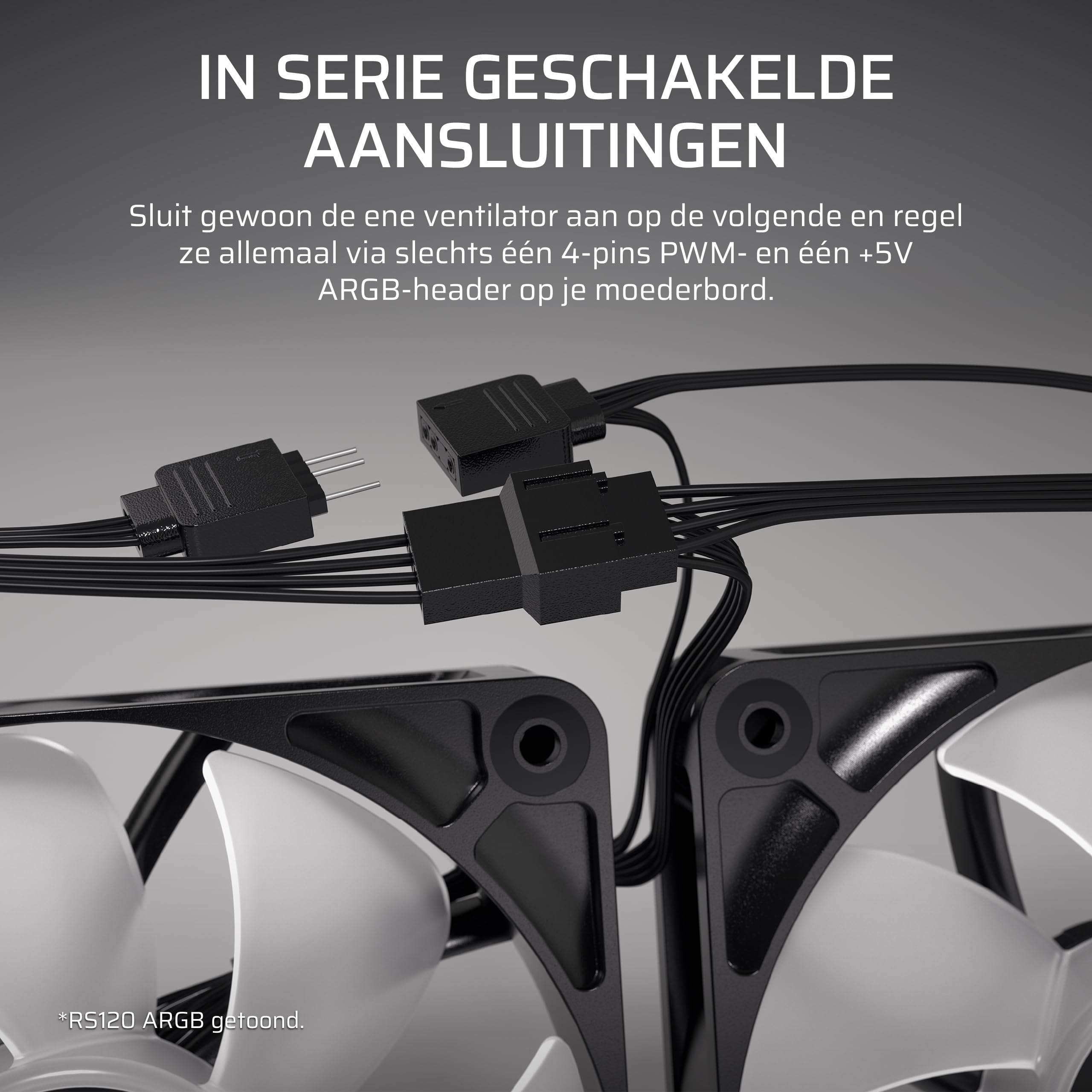 CORSAIR RS120 ARGB 120 mm PWM Ventilatoren – Daisy-Chain Aansluiting – Geluidsarm – Magnetische Koepellager – Drievoudig Pakket – Wit