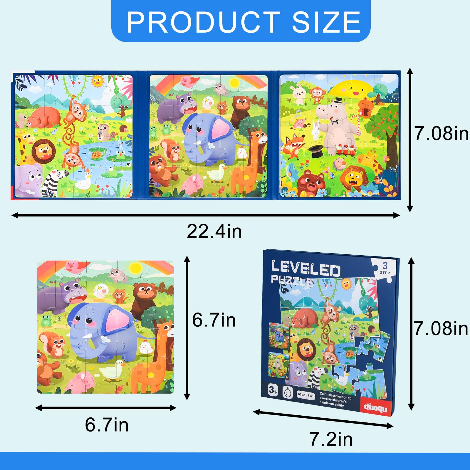 ASTARON Puzzle magnetici per bambini 3-5, per bambini dai 2-4 anni Giocattolo per attività in fattoria/auto/con animali, magnete didattico regalo per viaggio su strada