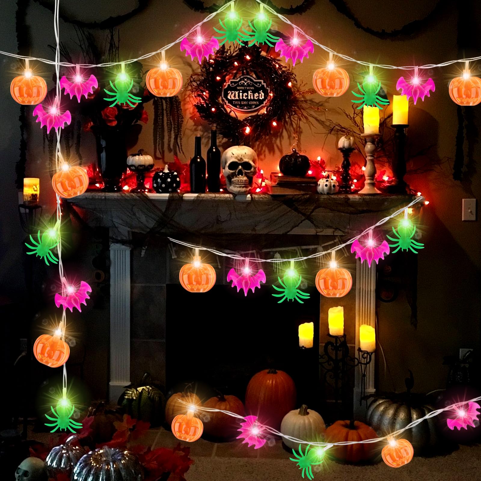 LOLStar Halloween Lichterkette 3m - 20 LED Mit Timer & 8 Blinkmodi