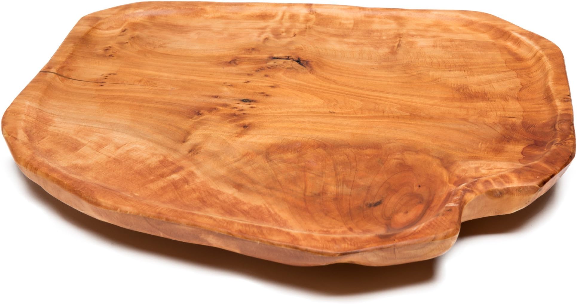 Premium Handmade Root Wood Lazy Susan Turntable Organizer - Rustic Wooden Serving Platter Cheese Board (12")