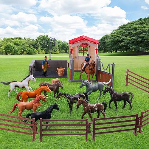 Miniatura 7 de Figuras de caballos, 18 piezas de juguetes de animales en miniatura de plástico para proyectos de ciencia, juguetes educativos de aprendizaje,