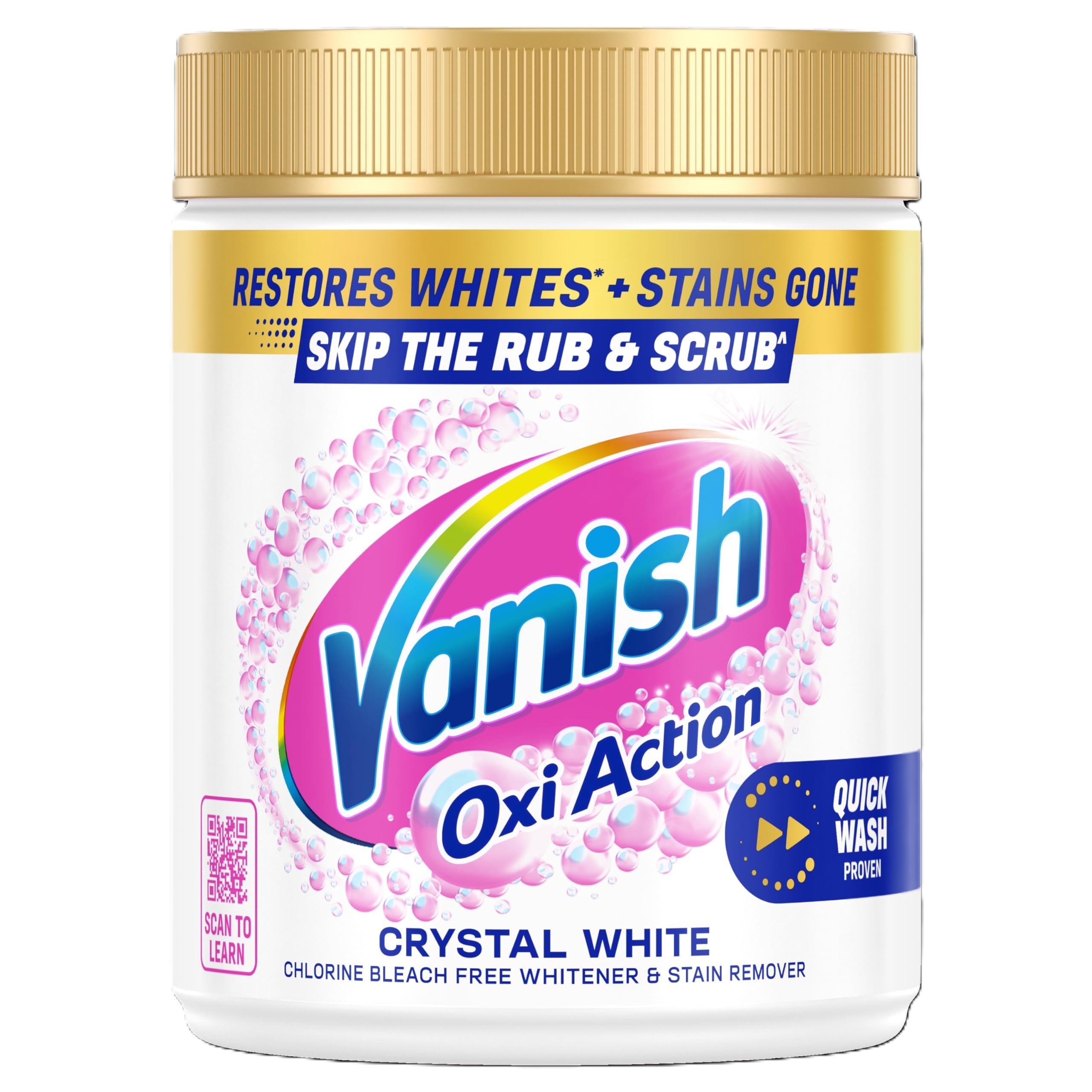 Gold Oxi Action Stain Remover and Whitening Booster Powder, For Whites, Removes Tough Stains Even at 20°C, Restores Whiteness of Greyed Fabrics,Add a Scoop in Every Wash for Best Results, 470g