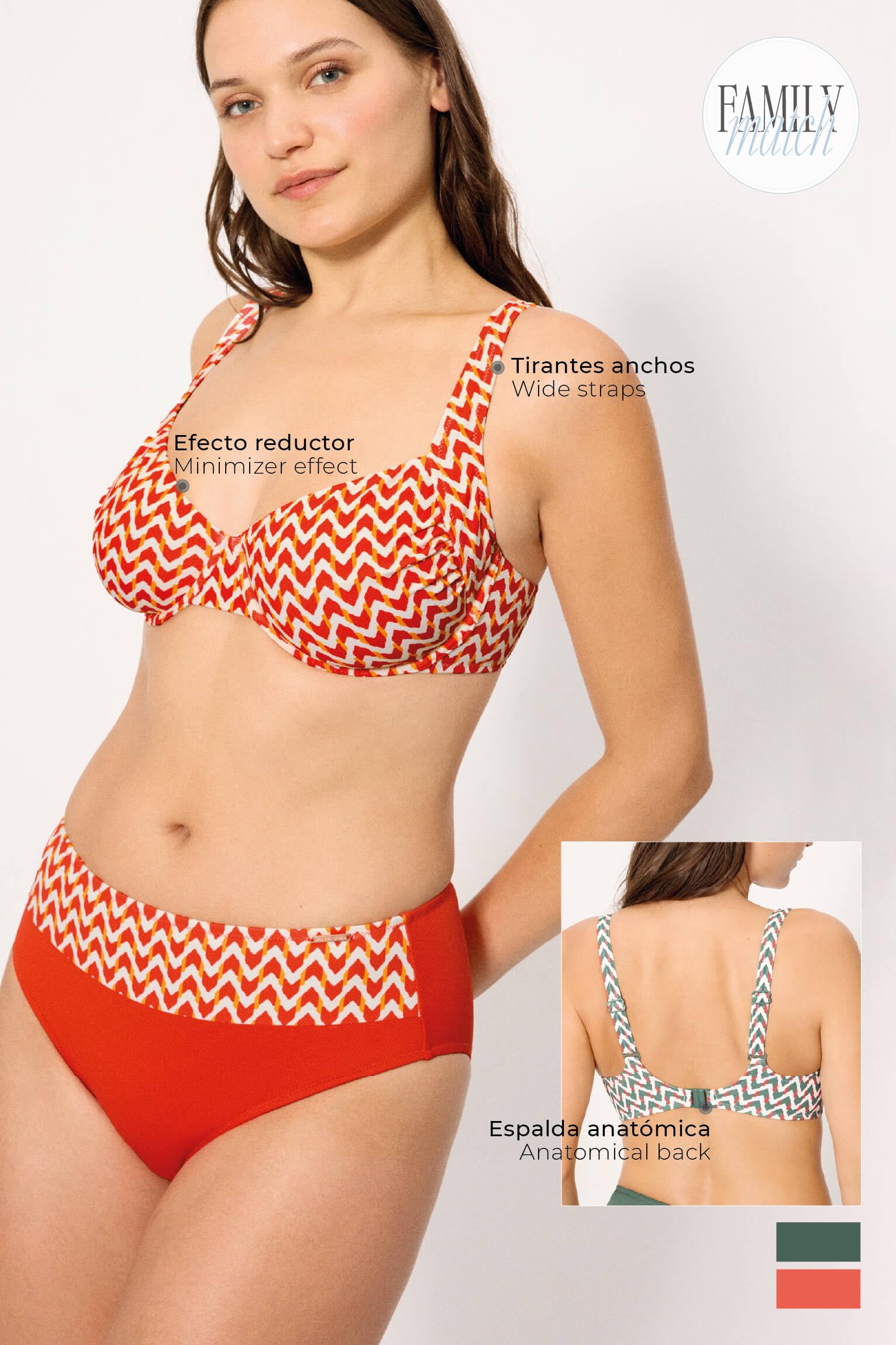YSABEL MORA. Top Bikini Reductor Micropiqué Estampado. Sujeción Firme y Forma Natural para Copas E y F Colección Sunset.