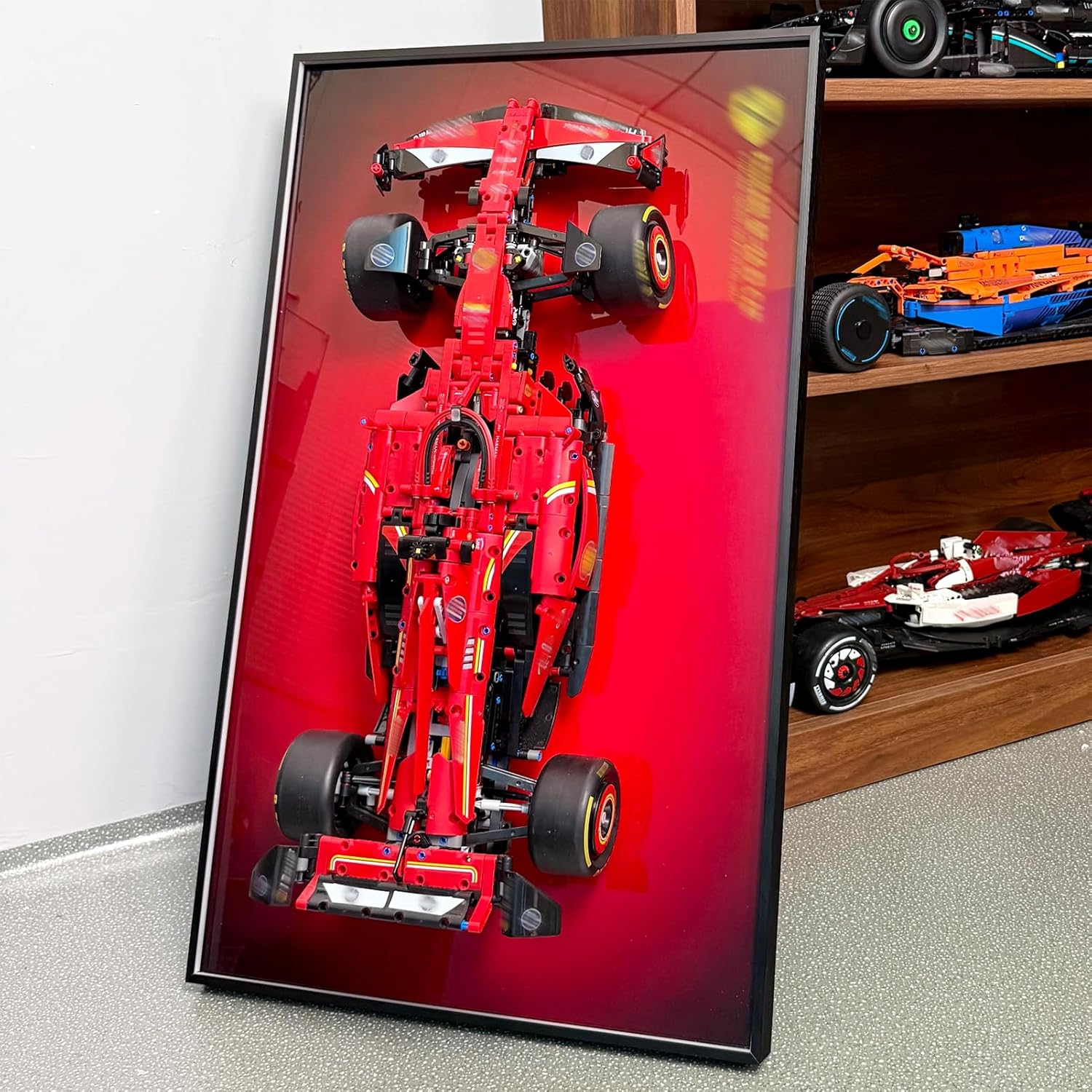 WETCEAOM Display Wallboard Compatible with Lego Technic Ferrari SF-24 Model Car 42207, Wall Display Frame Compatible with Lego Car Wall Mount Lovers, Only Wall Frame(19.7x31.5in)