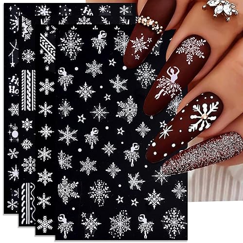 Large Snowflake Nail Stickers, Christmas Snow Self-Adhesive Nail Art Decals