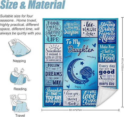 Miniatura 8 de CustomART Regalos para hija de mamá papá, manta para el día de la madre, regalo para hija, el mejor regalo de cumpleaños para hija, ideas de regalos