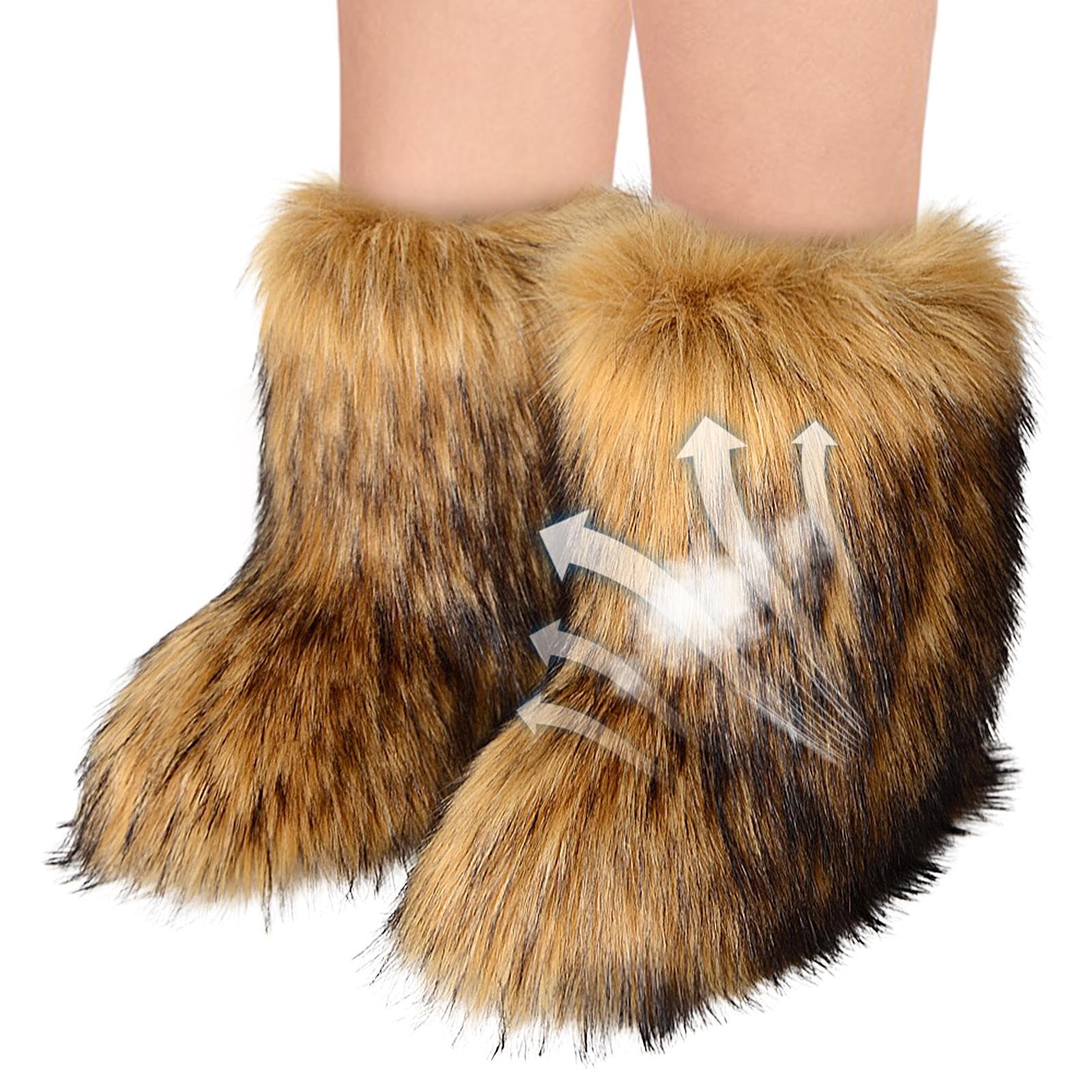 Bottes en Fourrure d'Hiver - Chaussures Plates d'Extérieur avec Design Élégant, Cadeau pour Petite Amie, Mère, Épouse