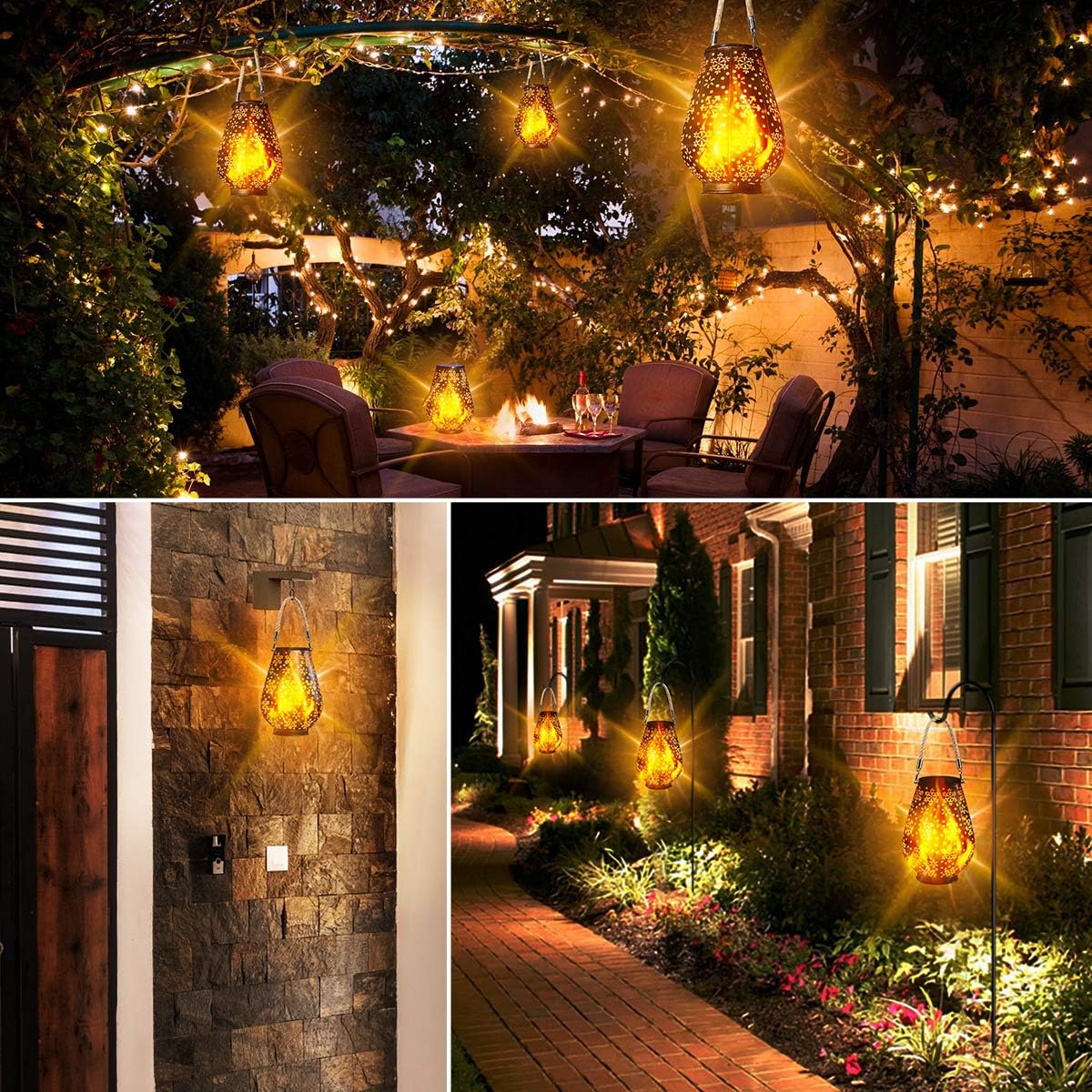 Buy TomCare Solar Lights Outdoor Flickering Flame Solar Torches Lights