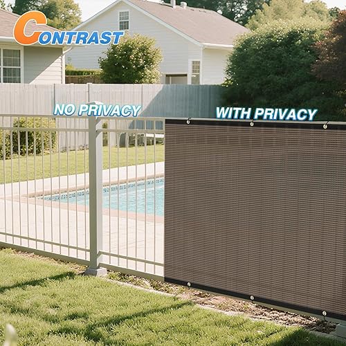 Miniatura 2 de Vallado de latón marrón con una franja negra para privacidad comercial, 130 GSM (tamaños personalizados disponibles)