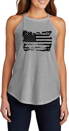 Comical Shirt Ladies Distressed USA Flag Graphic Rocker Tank Top