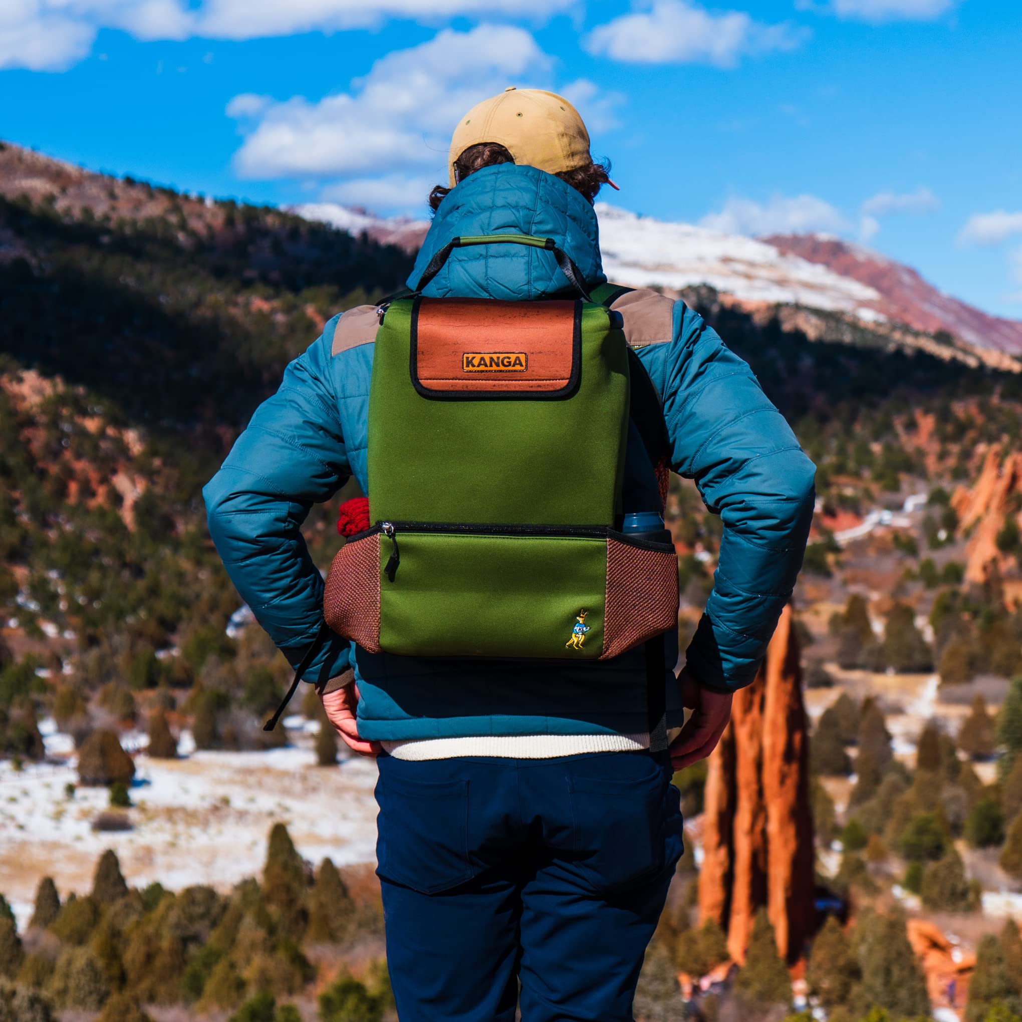 Kanga Insulated Cooler Back Pack - Portable Cooler Bag - 24 Can Beer and Seltzer Drink Cooler - Insulated Leak Proof and Durability Tested - Kanga Pouch Cooler (Woody)