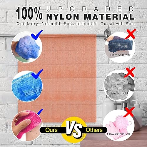 Miniatura 5 de Esponja de baño africana de red larga africana, esponja de baño exfoliante para el cuerpo de la ducha, depurador de espalda suave, ideal para uso