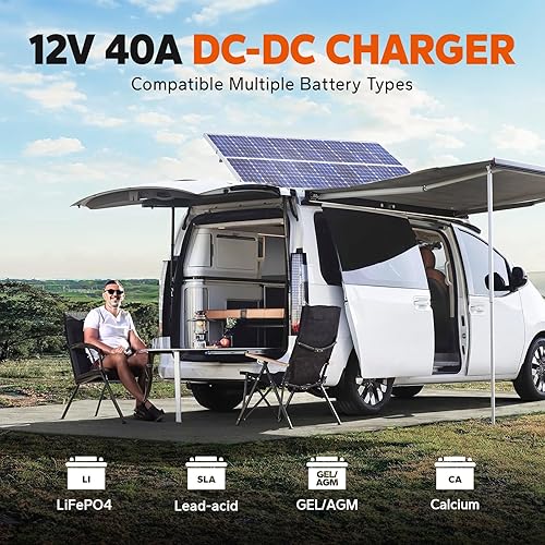 Miniatura 7 de LiTime Cargador de batería de 12 V 40 A DC-DC con controlador solar MPPT, cargador inteligente de doble entrada para baterías de litio LiFePO4 de