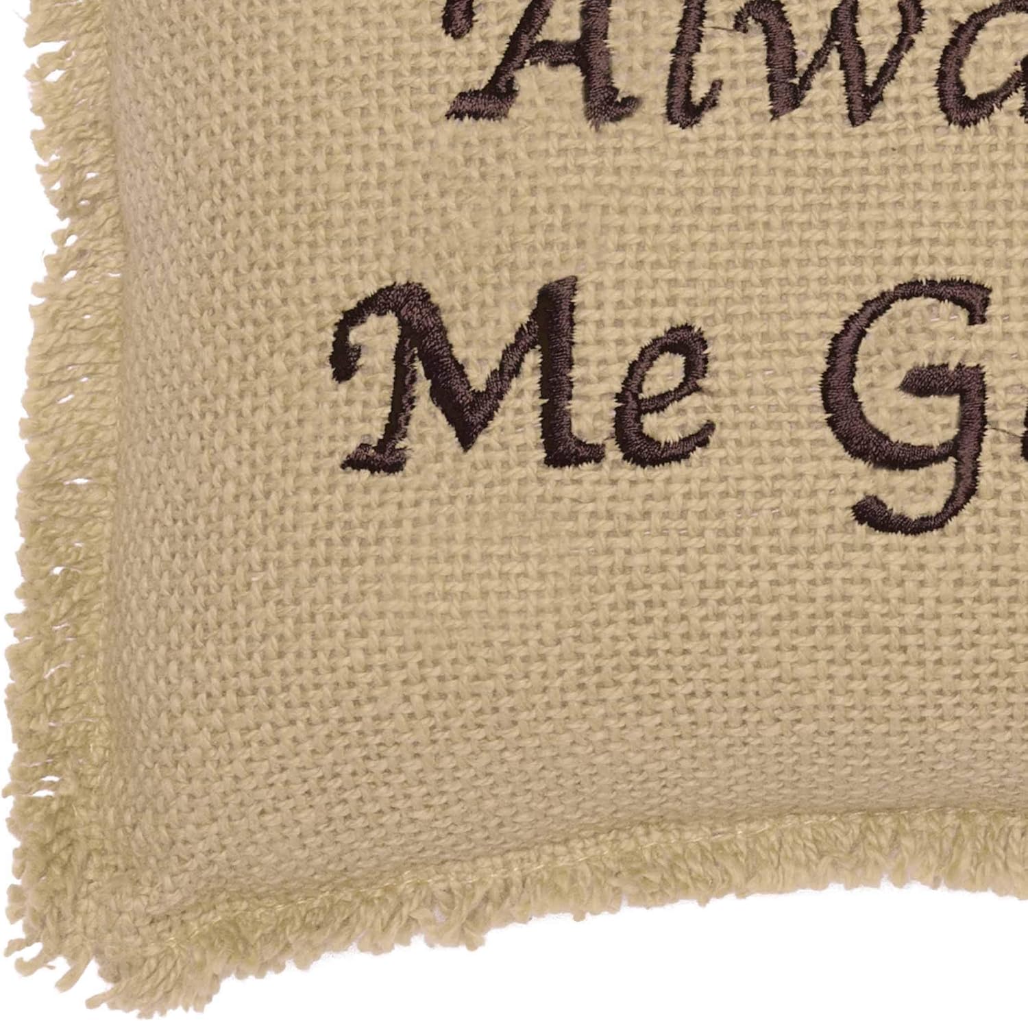 VHC Brands 6166 Burlap Natural Always Kiss Me Goodnight 7" x 13" Pillow