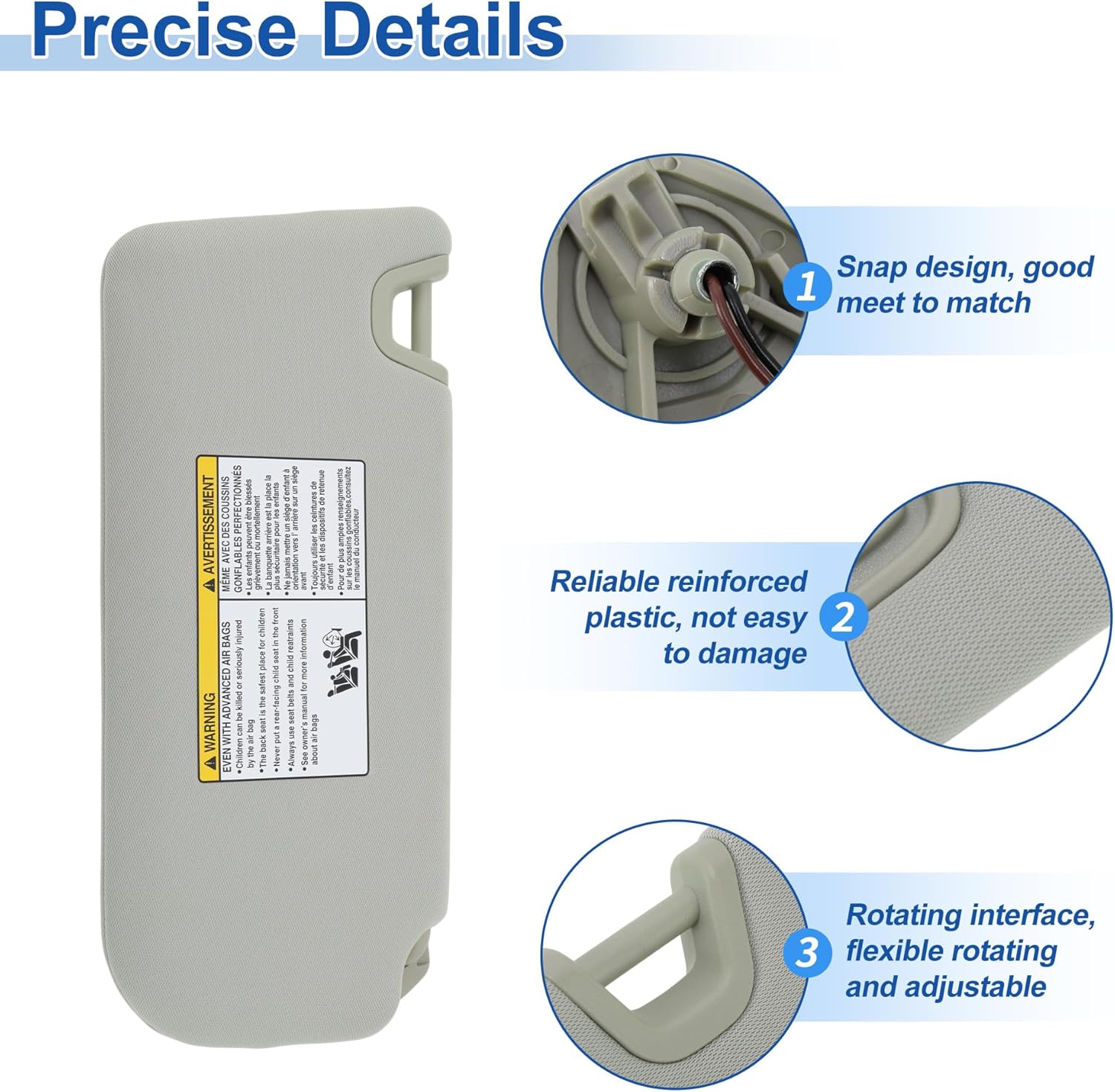 Left Side Sun Visor for Nissan Altima 2019-2025 Front Left Sun Protection Shade Replaces No.964016CA3C Car Sun Visor Assembly Grey