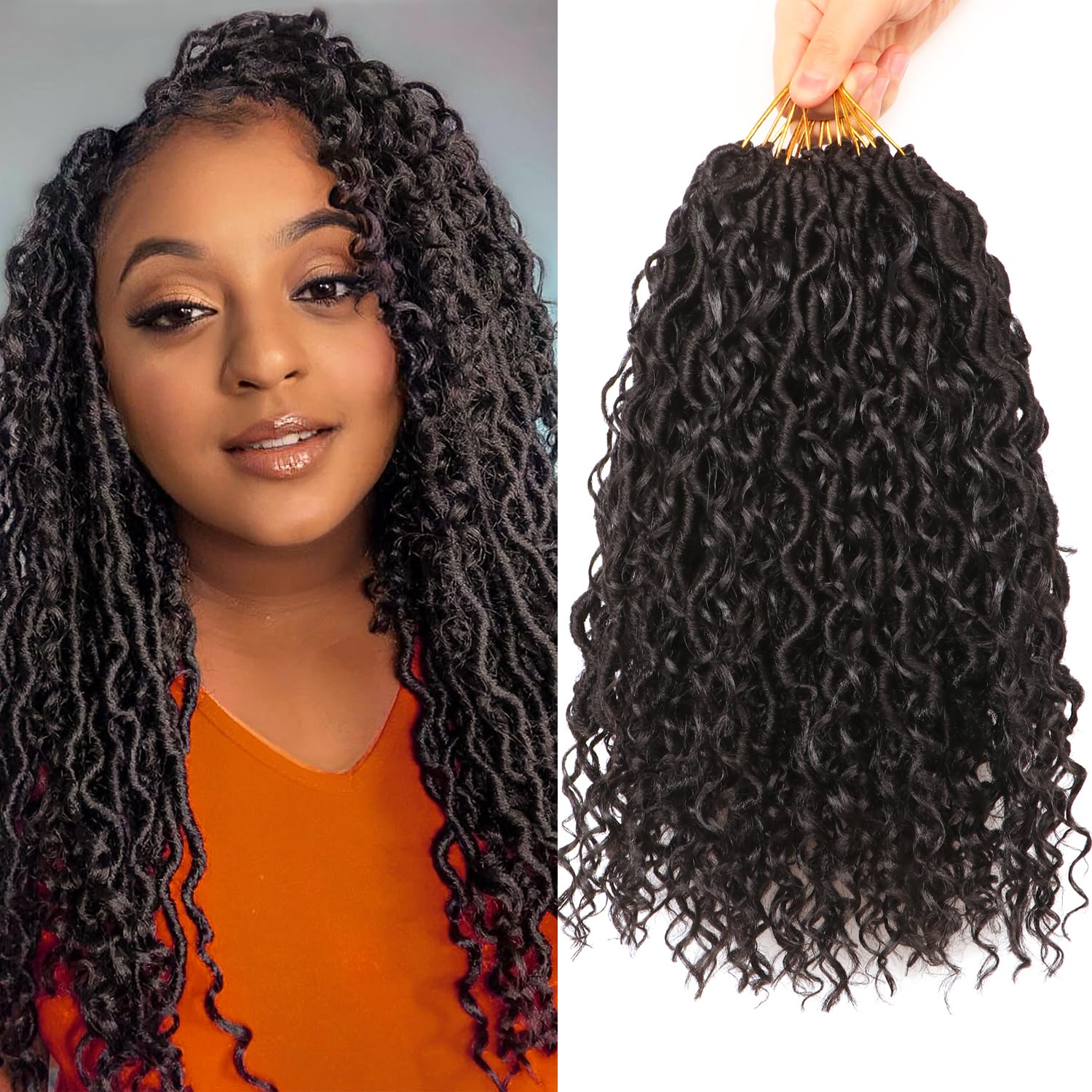 Faux Locs Crochet Hair Extensions Soft Locs Crochet Braids Hair Extensions for Braiding Hair Goddess Braids Extensions Hair Butterfly Locs (#1B