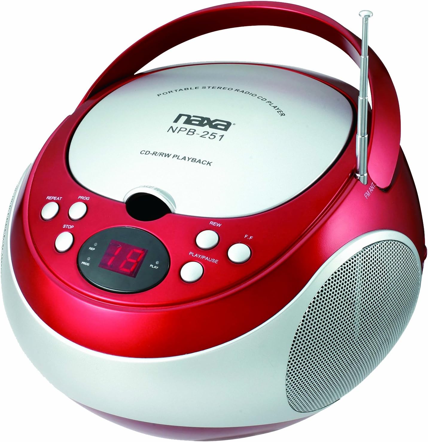 NAXA Electronics NPB-251RD Portable CD Player with AM/FM Stereo Radio Red