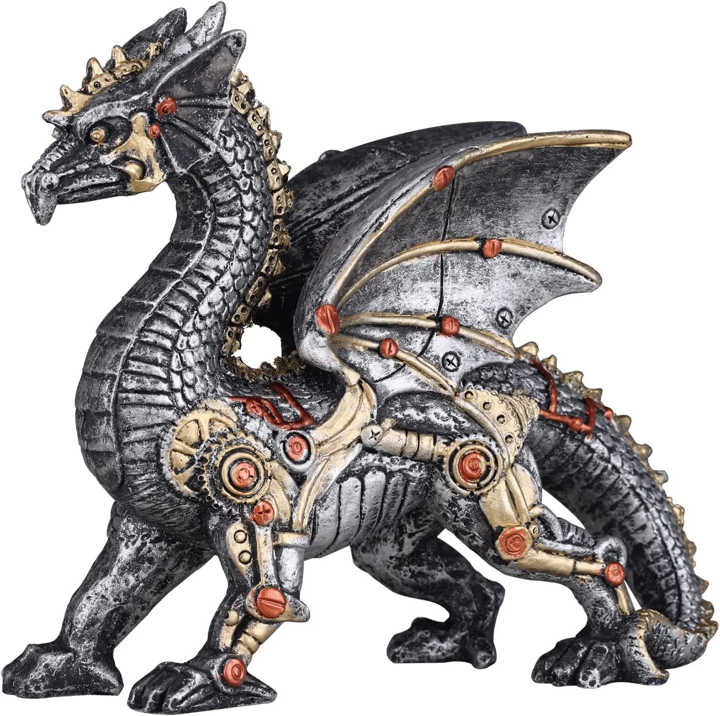 Dragon Statue and Carved Sculpture Mechanical Punk Style Dragon Statue Animal Statue Steampunk Modern Home Decor Resin Statue for Coffee Table, Living Room, Entrance, Shelf Decor