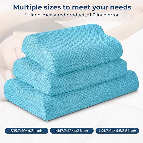 Miniatura 5 de Almohada de viaje de espuma viscoelástica, almohada cervical ergonómica ondulada para aliviar el dolor de cuello, almohada compresible de media