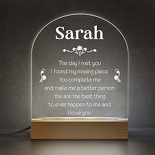 Personalised Gifts for Girlfriend, Birthday Gifts for Her Girlfriend, I Love You Gifts for Girlfriend, Night Light Plaque Printed with Romantic Quote, Anniversary and Valentines Gifts for Her